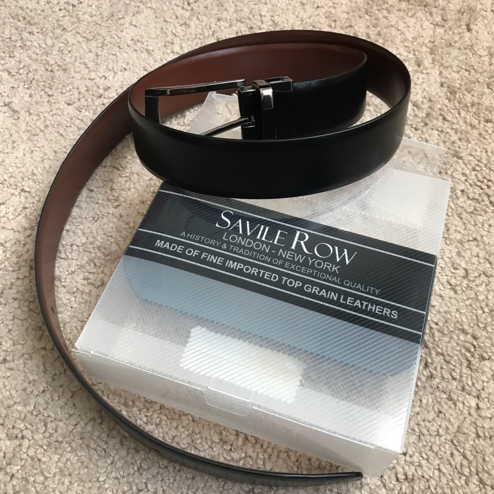 Reversible black/brown leather belt
